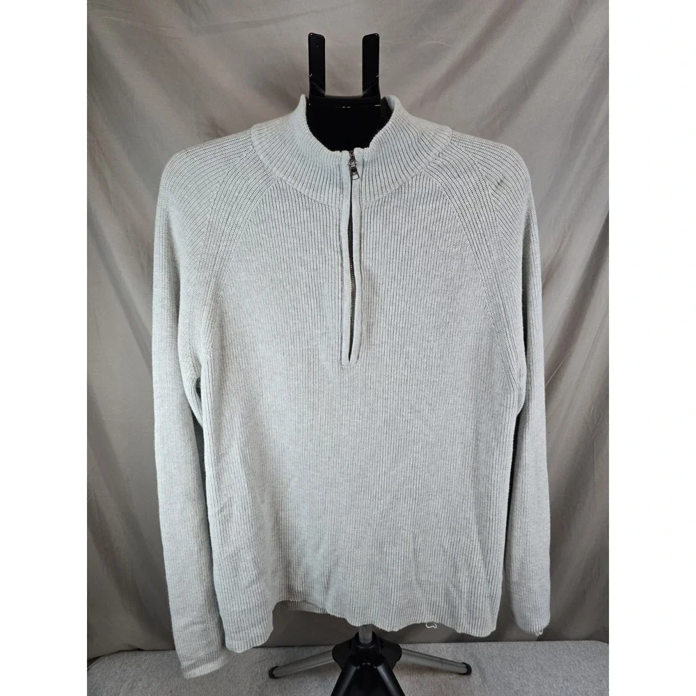 Calvin‎ Klein Mens Ivory Marl 100% Cotton Quarter Zip Sweater Extra Large XL